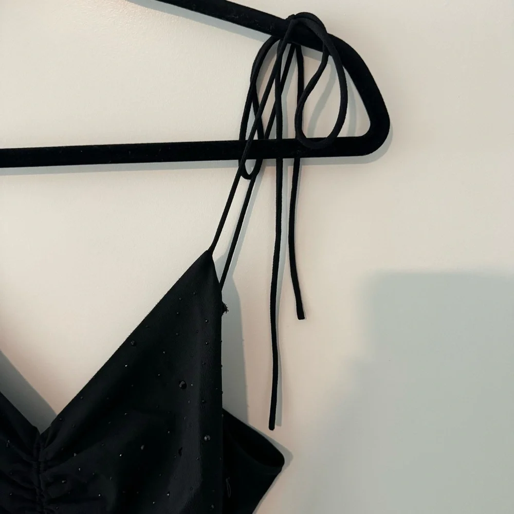 Sandro Praline Ruched Rhinestone dress in black - Picture 8 of 9